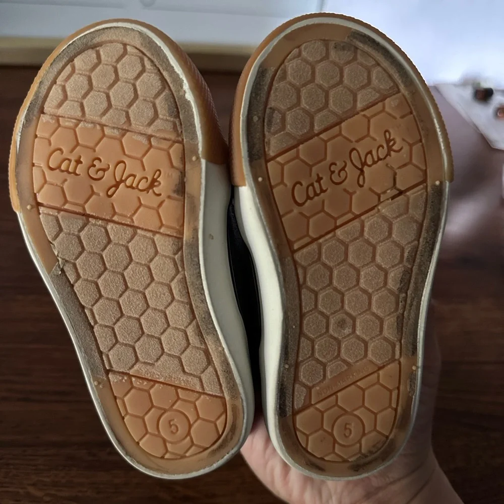 Cat & Jack Charcoal Dress Shoes with Tan Soles